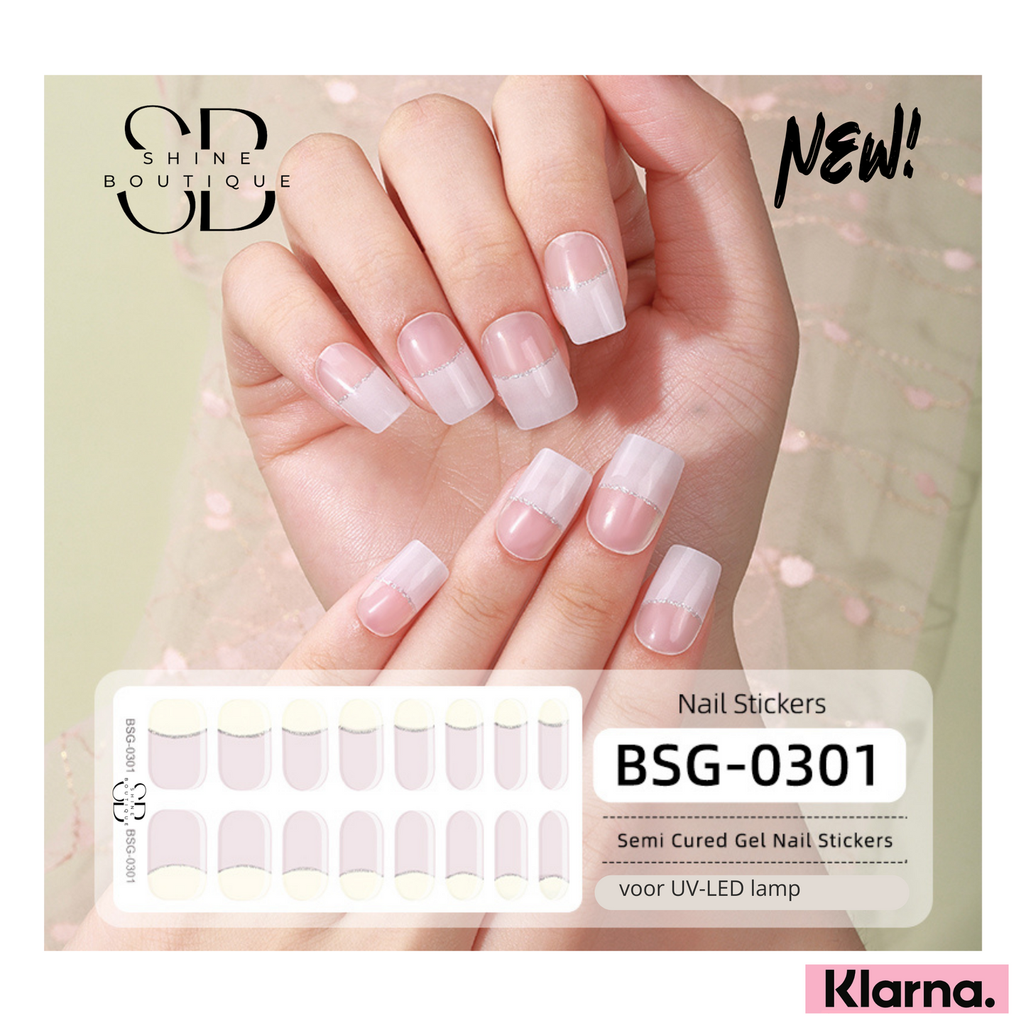 Nude French Silver Line Halbausgehärtete Gelnägel-Set | BSG-0301