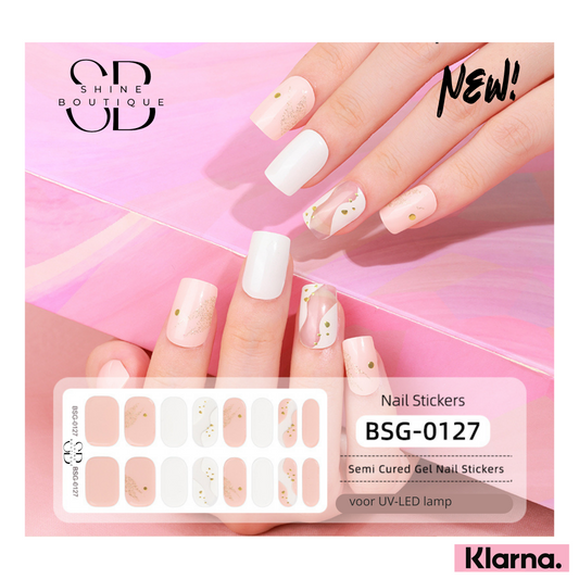 White & Pink Fantasy Halbausgehärtete Gelnägel-Set | BSG-0127